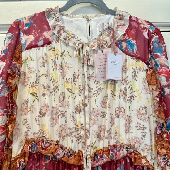 Dainty Jewells Burgundy and Orange Floral Maxi Dress - Picture 3 of 4